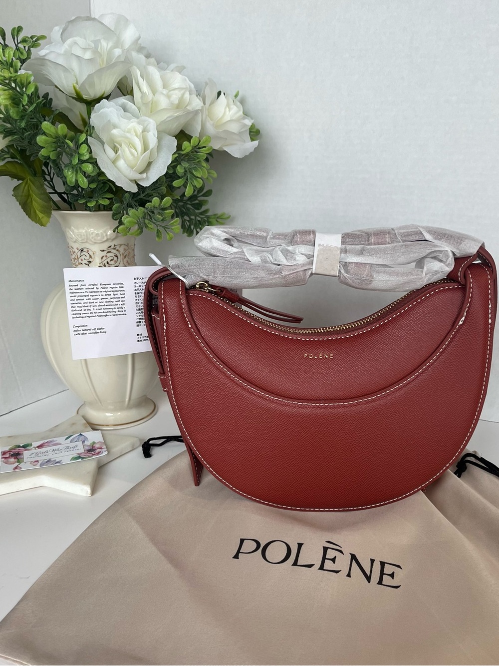 NWT LumaGrove/POLÈNE Shoulder Bag Crescent Numero Dix Crossbody Bag Cyme/Red